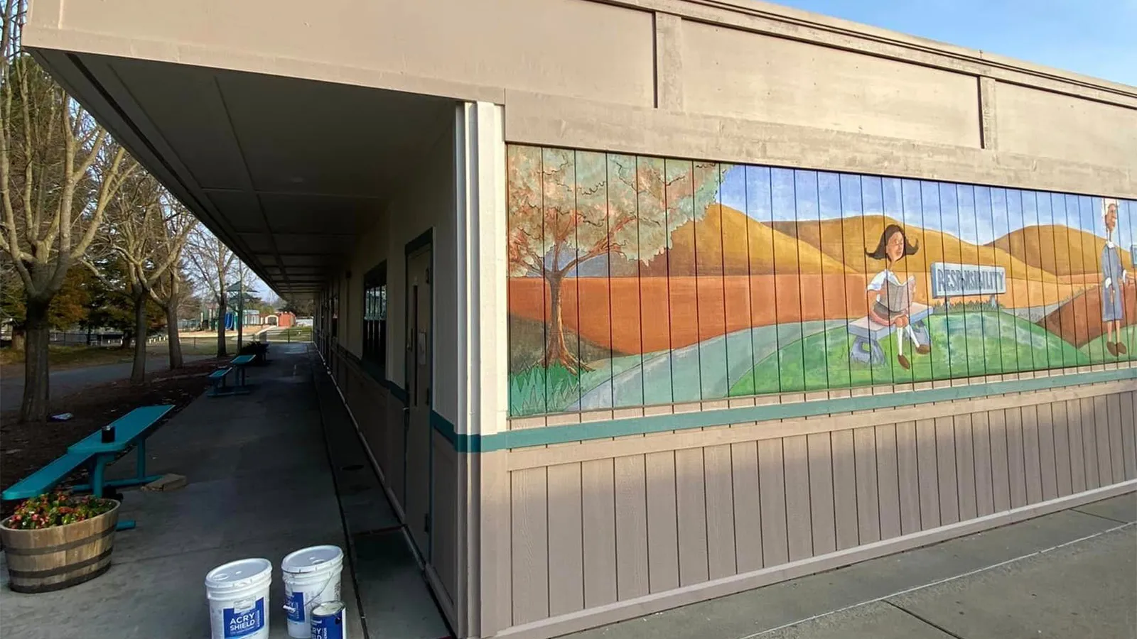 School building exterior painted by Plata Painting co in Northern California