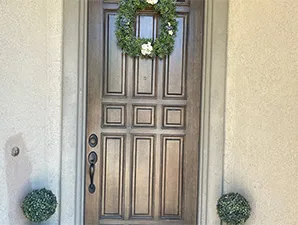 Vibrant exterior door painting by Plata Painting company Lincoln CA